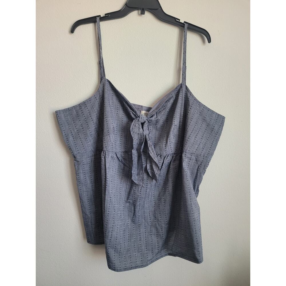 A.N.A Women's Faux Denim Tank‎ Top with Front Bow Size 2X